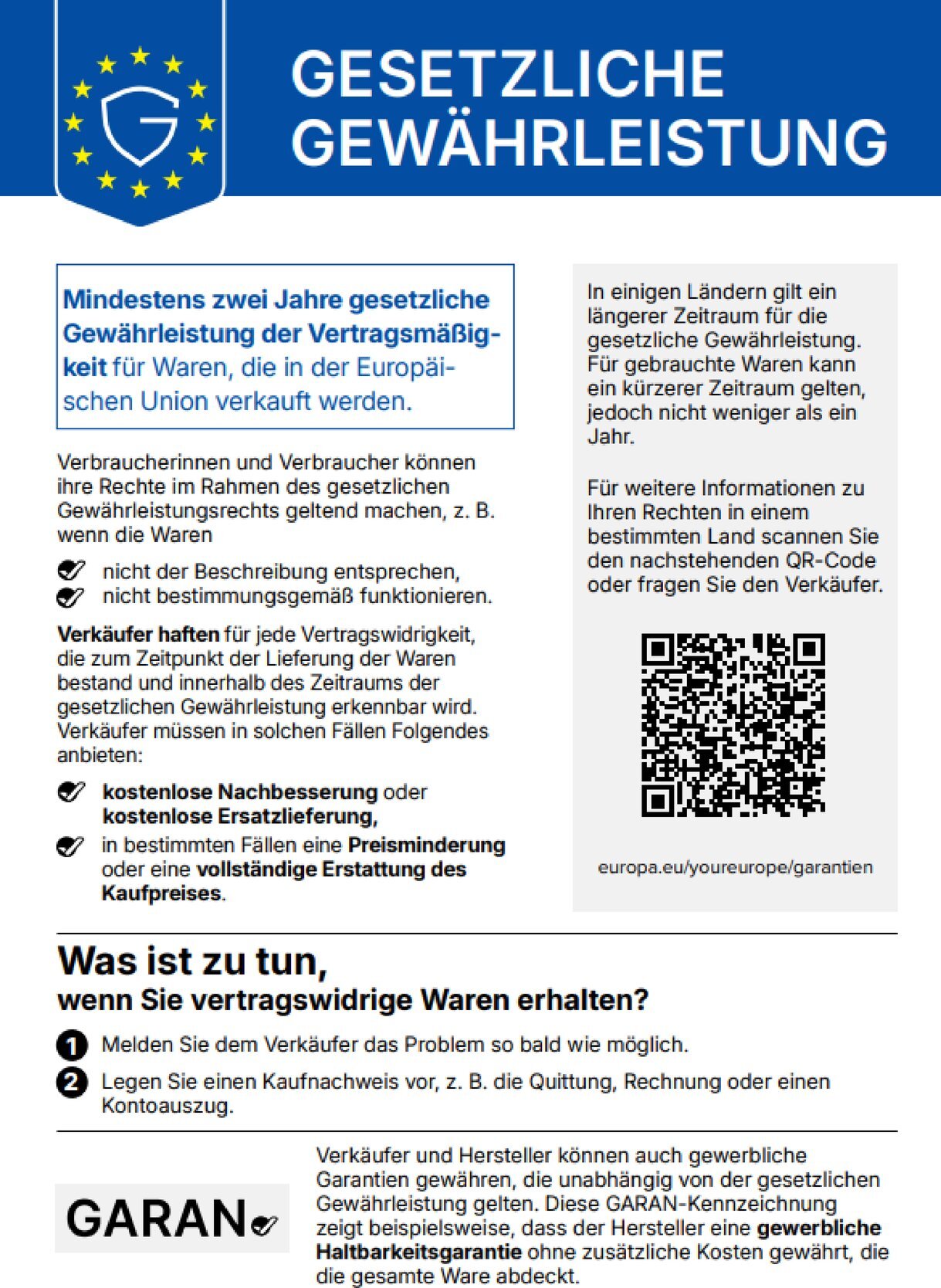 Gesetzliches Gewährleistungslabel